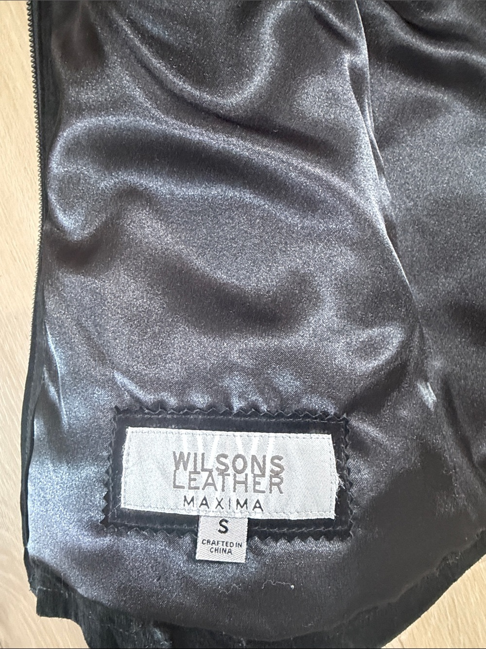 Wilson’s Leather Vintage Suede-Look Shearling Fur Trim Jacket Black Size Small - Picture 7 of 9